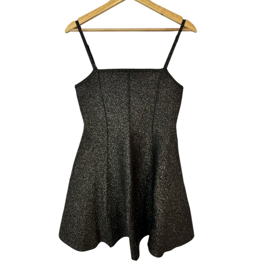 Anthropologie Square-Neck Pleated A-Line Lurex Mini Sweater Dress Medium - Picture 6 of 13